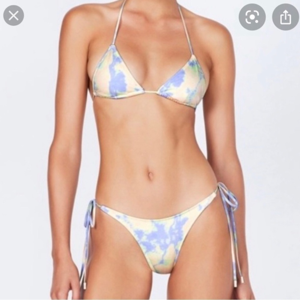 Triangl Women's Neoprene Bathing Suit Bikini Purple Blue Bibi Luna Tie Dye Small